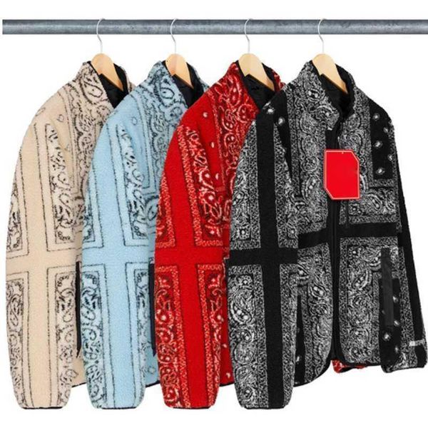 

19fw box logo reversible bandana fleece jacket double-sided wear coats street outerwear winter warm cotton jackets outdoor hfymjk272