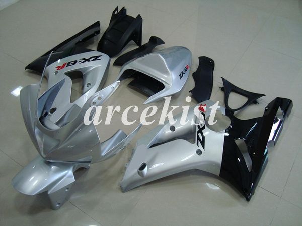 

мотоцикл нового abs инъекция полных обтекатели комплекты fit для kawasaki ninja zx-6r 2003 2004 03 04 636 zx6r кузовостроение набор silver b