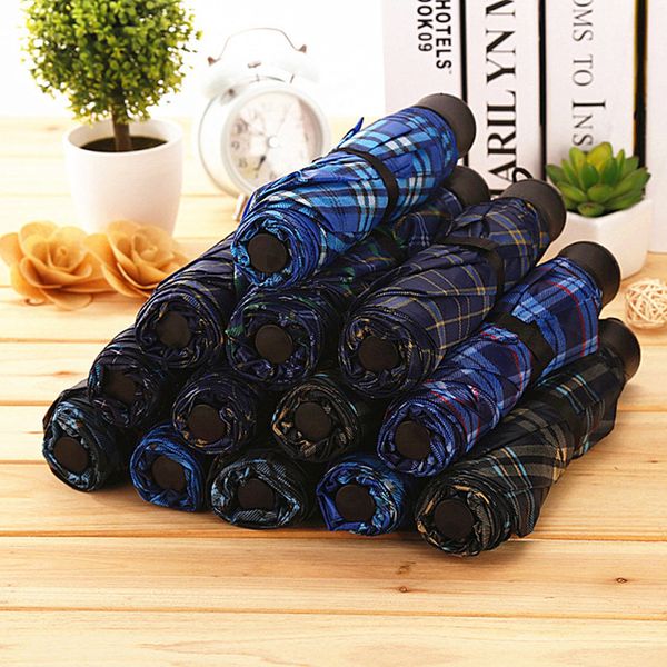 

printed plaid umbrella couple three-folding umbrella mix colors folding short handle umbrella solid color umbrellas dbc bh0804
