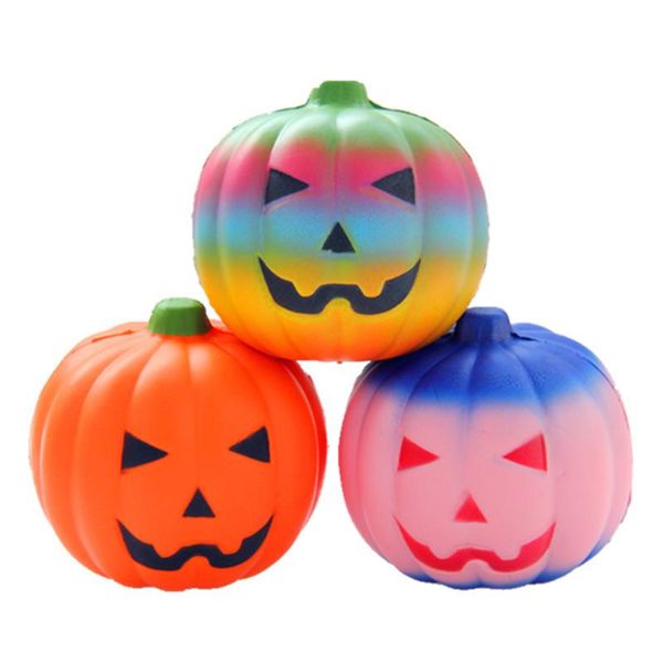 

10cm halloween gift lovely pumpkin head squishy slow rising squeeze elastic bread charm stress relief kid toy party favor vt0504