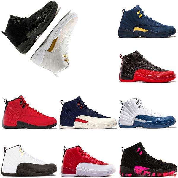 

new basketball shoes 12 12s wool flu game university blue playoff gamma blue sport sneakers size 7-13