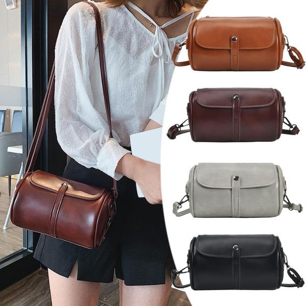 

vintage pu leather shoulder packs solid color women men crossbody bags