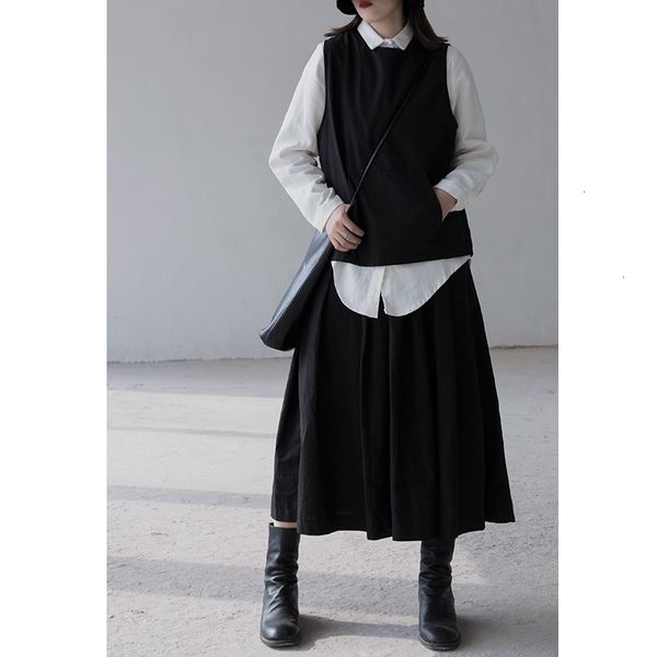 

lady 2019 autumn vest woman streetwear all-match vest solid black sleeveless o-neck concise clothes zx477, Black;white