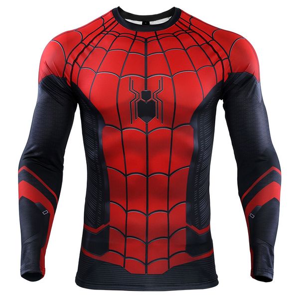 

compression shirt men autumn fitness clothing long sleeve workout t shirt gyms elastic t-shirt spider man rashguards, Black;blue