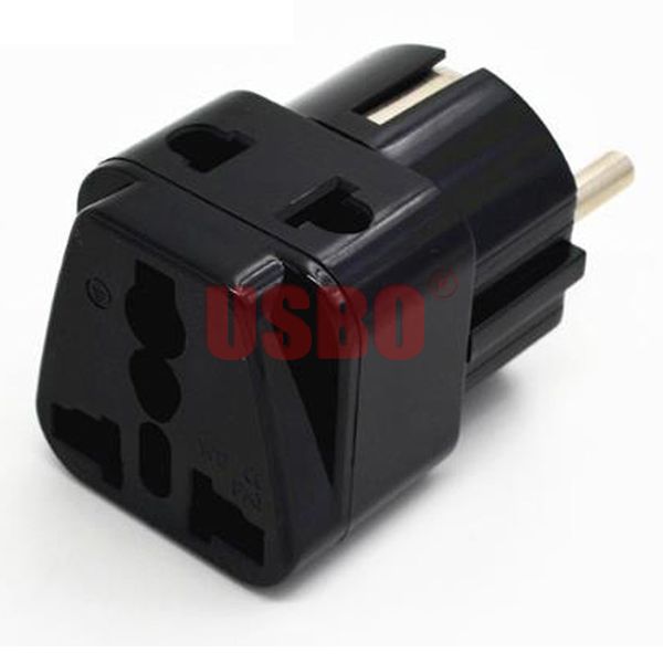 

black white 2-into-1 europe electric plug 16a 250v german french spain netherlands portugal travel adaptor plug socket convertor