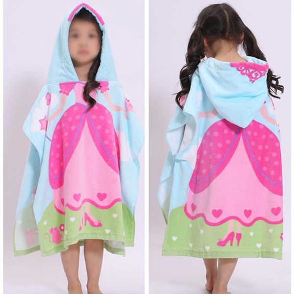 

60cm baby kids cotton hooded pullover bath towel beach swimming towel poncho swimming quick dry gym washcloth