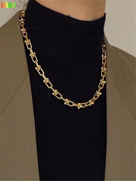 

kshmir chain button box set of gold blend retro exaggerated necklace chain necklace female contracted accessories, Black