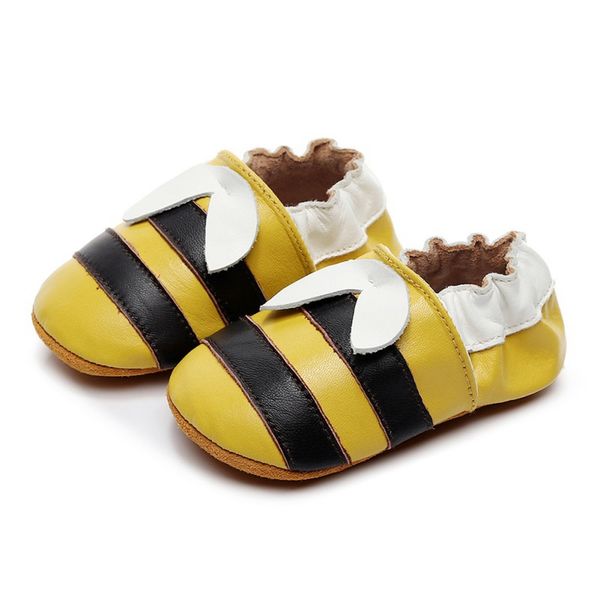 

new baby boy девушка обувь симпатичные пчелка кожа прострочкой младенца anti-slip on обувь 0-2t малышей первый ходунки 2019