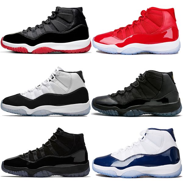 

nike air jordan retro всячески препятствовать 11 мужчины женщины баскетбол обувь тренеры мужские 11с белый выведена конкорд унк серебристый