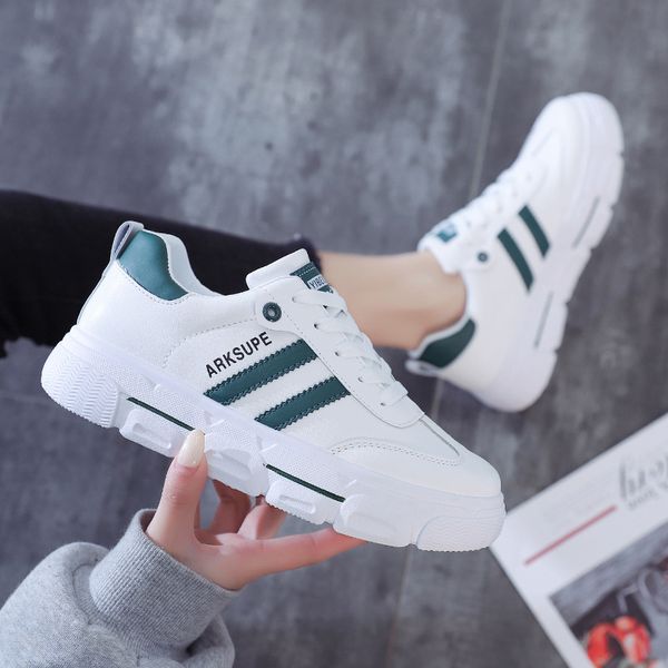 

2020 spring new style women's casual shoes versatile online celebrity sneakers thick bottomed fashion spring white shoes student, Black