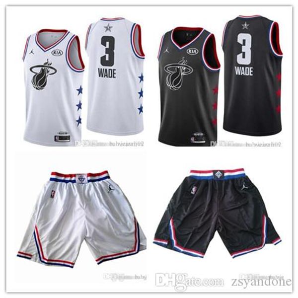 

all 2019 star miami heats jersey the city 3 nba wade brand basketball jersey, Black