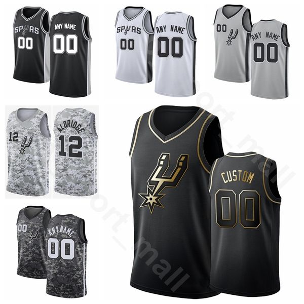 

screen print basketball patty mills jersey marco belinelli rudy gay trey lyles jakob poeltl demarre carroll black white man woman youth, Black;red