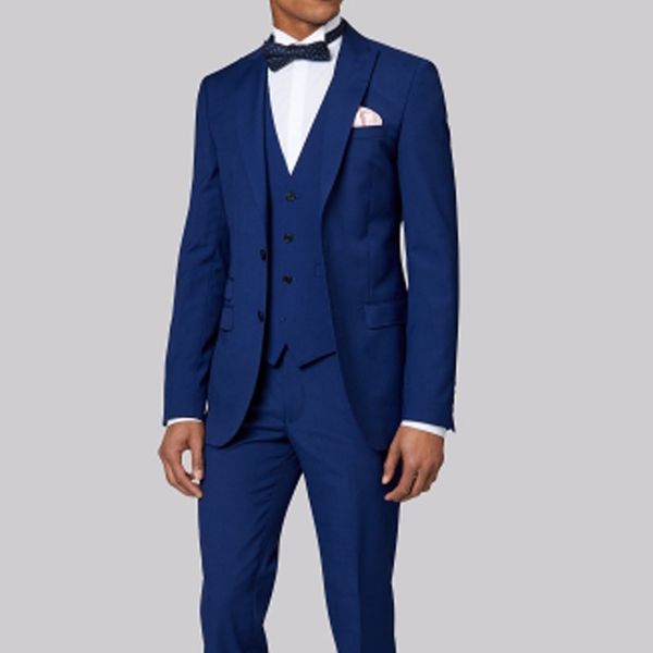

custom made royal blue groom tuxedos for wedding mens suits prom party stage costumes 3 piece man suits set jacket pants vest, White;black
