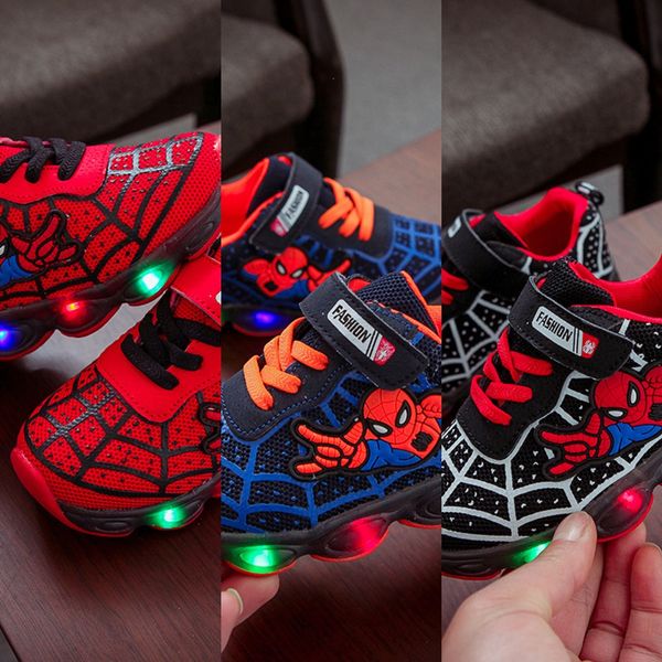 

autumn sneakers children's children's luminous boys and girls running baby flash single shoes led lighting sports shoes mesh, Black
