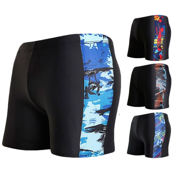 

men's flat angle swimming trunks with milk silk individual color matching swimming trunks for men's high waisted pool