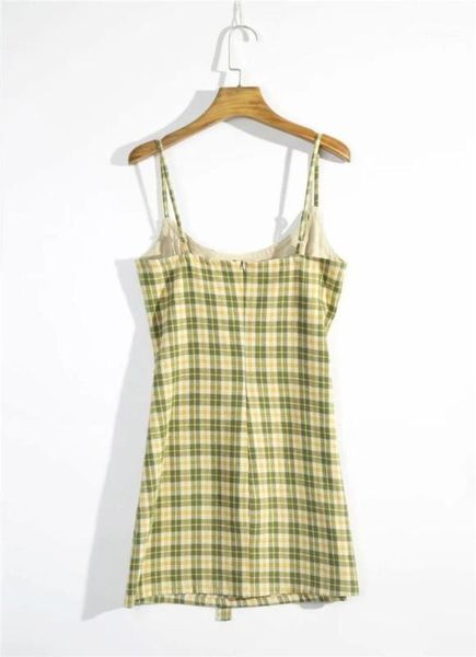 

slimming slim backless plaid dress waist tie womens designer summer camisole casual, Black;gray