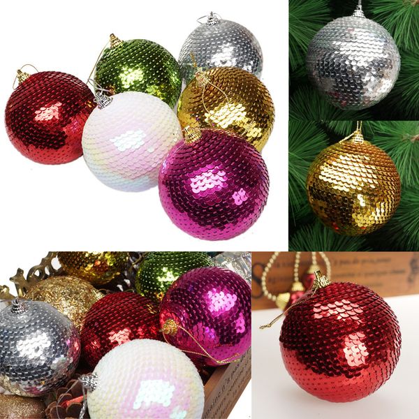 

christmas sequin glitter baubles balls xmas tree ornament decoration ornaments 8cm foam balls bolas de navidad bombki choinkowe