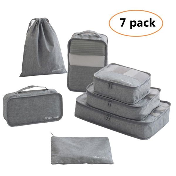 Verpackungswürfel-Organizer-Taschen für Reisezubehör, Verpackungs-Organizer-Taschen für Kleidung, Unterwäsche, Schuhe, Kosmetik, 7 Stück