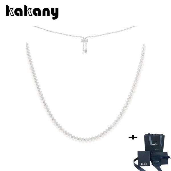 

kakany 2020 новой мода высокого качества инкрустированного pearl вверх и вниз регулируемое ожерелье монако стиль дама романтические ювелирны, Silver
