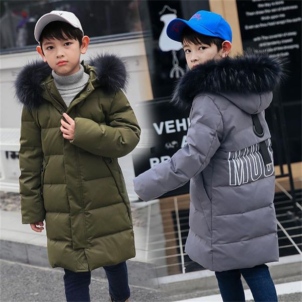 

2018 winter boys down jackets kids snow wear letter in back warm children baby duck down feather coats outerwears, Blue;gray