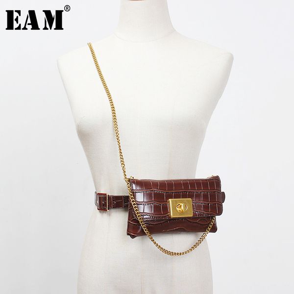 

eam] pu кожаный черный мини-сумка цепи split long широкий пояс личность женщины новая мода tide все матча spring 2020 1s926, Black;brown