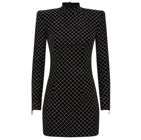 

women black dress silm long sleeves dresses party vestidos silm designer luxury occident wholesale ins