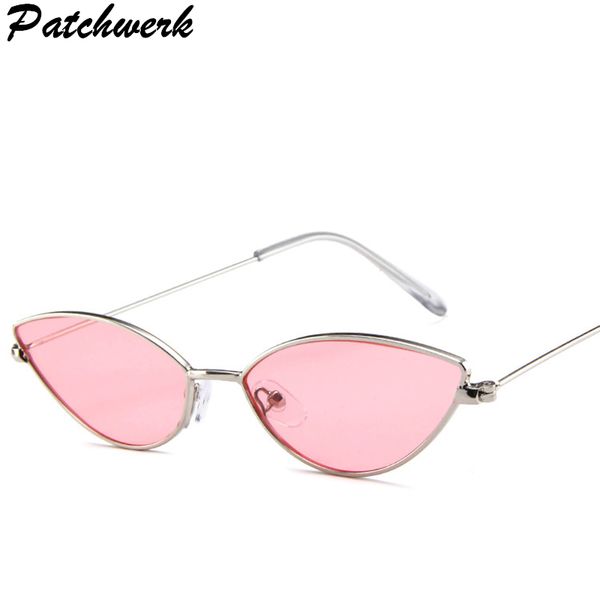 

2019 new vintage cat eye sunglasses women small triangle sun glasses fashion color lenses female glasses metal frame uv400, White;black