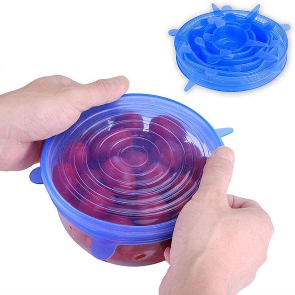 

6pcs/set universal silicone suction lid-bowl pan cooking pot lid-silicon stretch lids silicone fruit cover pan spill ser cover lx5719