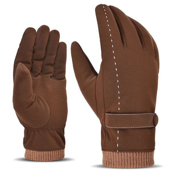 

men winter outdoor sports windproof driving touch screen five fingers gloves, Blue;gray