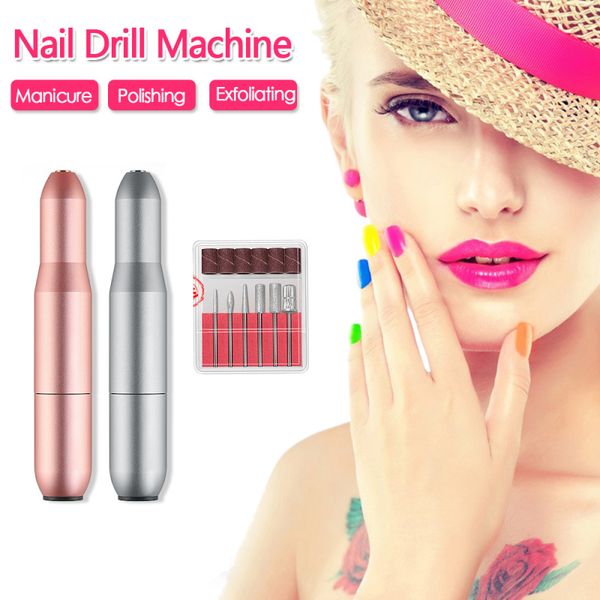 

portable electric usb nail drill machine polish grinding nail art manicure tool exfoliating professional art tslm1, Silver