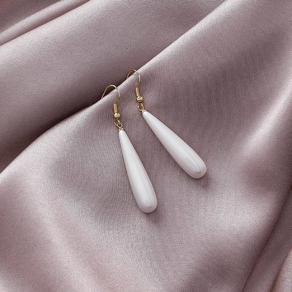 

korean water drop pearl long earrings for women 2019 new design fashion earings jewelry wholesale, Silver