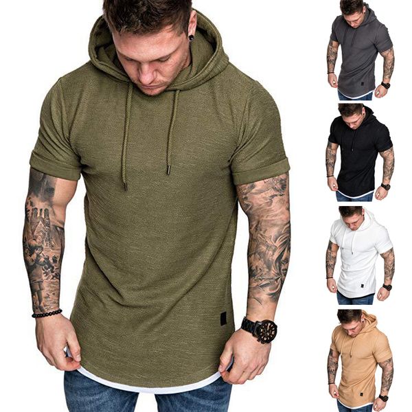 

mens fit slim summer t-shirt 5 colors casual solid short sleeve shirt clothes hoodies muscle tee shirt jy516, Blue
