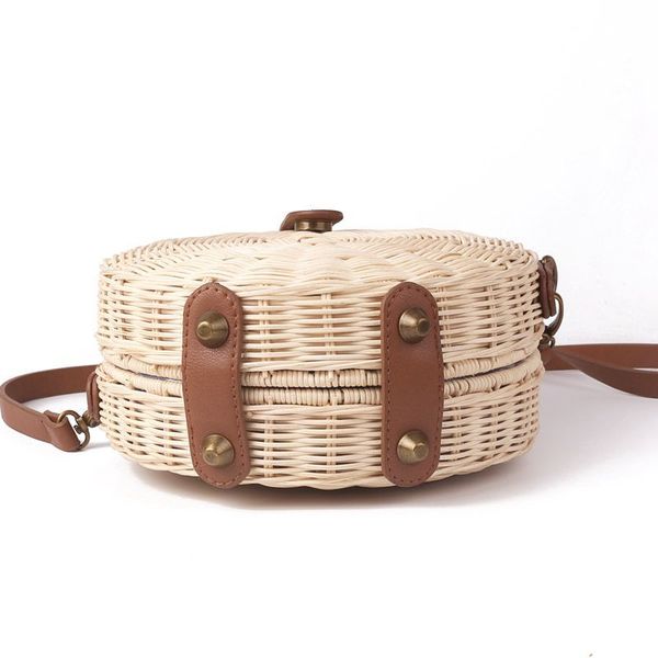 

женщины солома + polyesterbag bohemian бали rattan бич сумки малый круг lady vintage crossbody ручной kintted мешки плеча (1