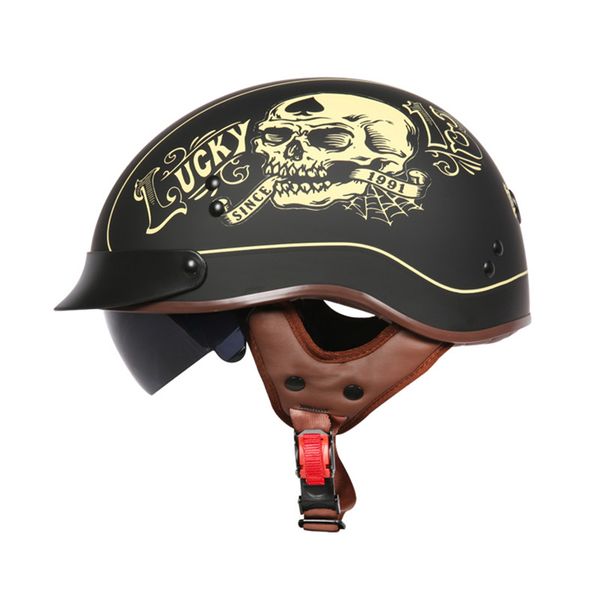 

торк т55 старинные половина шлем лето мотоцикл шлем ретро лаки 13 скутер прохладный череп мото каско dot утвержден лошади