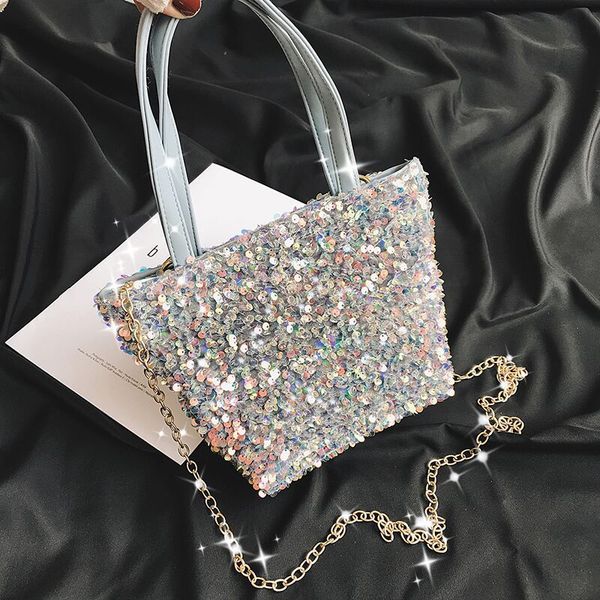 

женщины 2020 мода sequined одного плеча сумки женщина блесток сумка цепь crossbody party bag ladies больших магазины тотализаторы