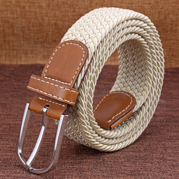 

men women casual knitted pin buckle belt woven canvas elastic stretch belts webbing 2019 fashion men's elastic knitting women's, Black;brown