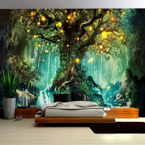 

p wallpaper 3d romantic fantasy forest tree hand painted murals living room tv sofa kids bedroom background wall paper walls