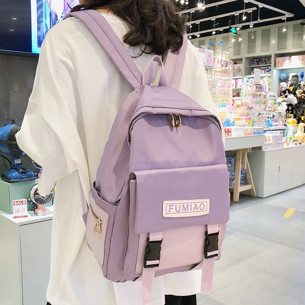 

new cute waterproof buckle backpack women fashion school bags for teenage girls nylon backpack harajuku female bag ladies