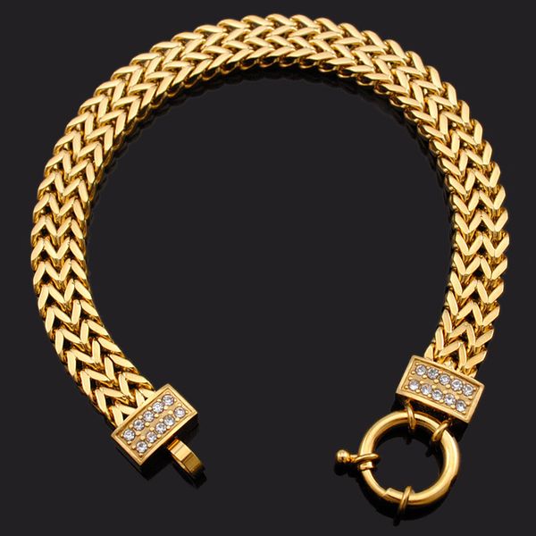 

dolaime stainless steel round buckle polishing women 's fashion bracelet jewelry three color options gb440, Golden;silver