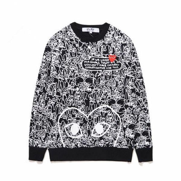 

lover new quality com des garcons c216 white red heart cotton cardigan casual thin v-neck sweatershirts cdg play men women hoodie coa, Black;red