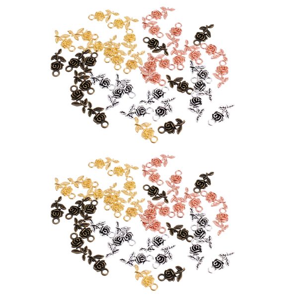 

80pcs retro style rose shape charms diy pendant jewelry makking accessories, Black