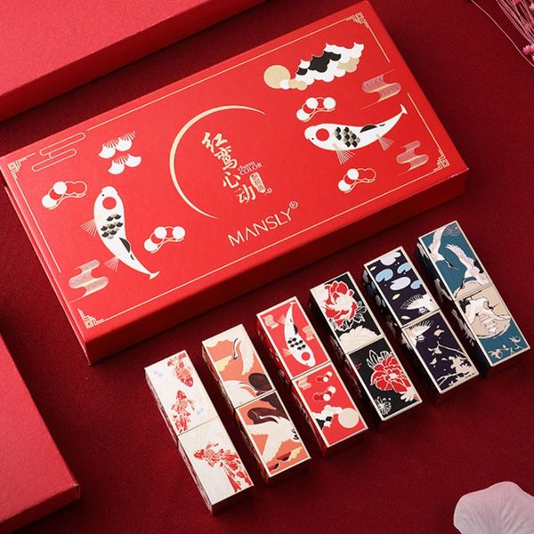 

chinese style lipstick set 6 pcs long lasting waterproof non-stick cup matte velvet lipstick kit