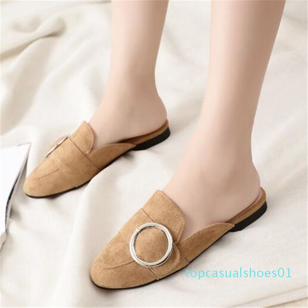 

women's autumn home toe-covered shoes casual suede lazy slippers fashion women mules shoes female sandals size 33-43 flip flops t01, Black