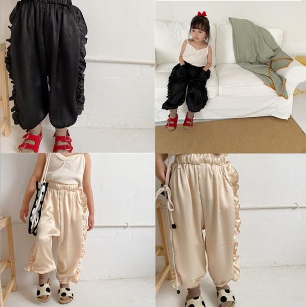 

2020 korea style baby girls ruffles pants summer kids girls pants 1-6 years, Blue