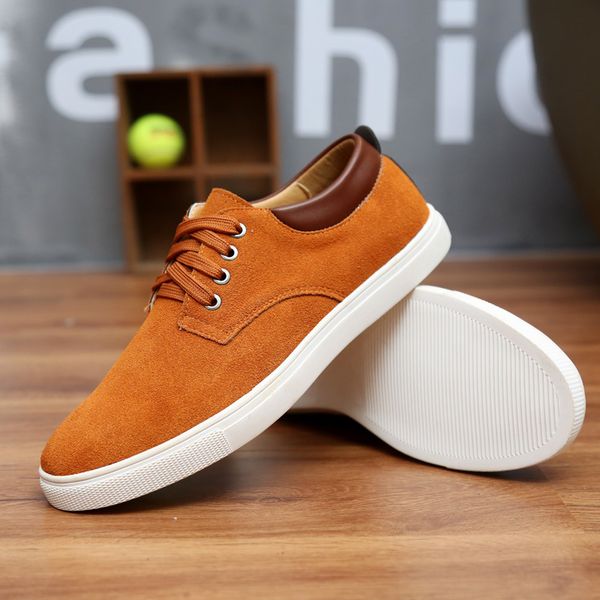 

38-49 sneakers genuine leather me shoes men suede sneaker super large size man shoes cow suede man flats sports travel flats ji02, Black