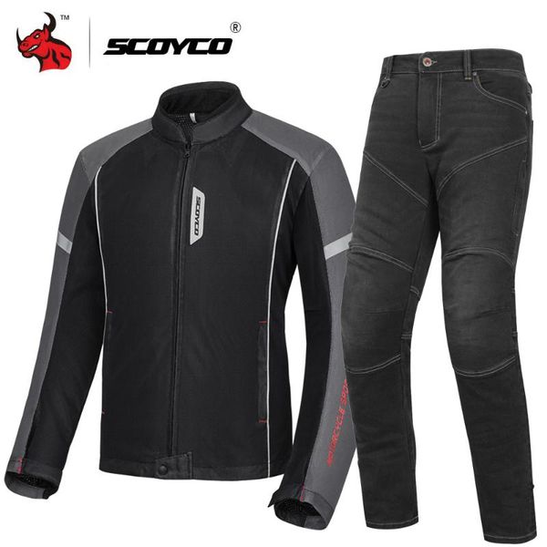 

scoyco new motorcycle jacket summer breathable moto+protector motorcycle pants moto suit touring clothing protective gear set