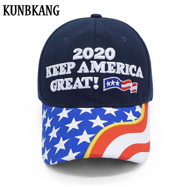 

kunbkang дональд трамп 2020 hat флаг сша бейсболка keep america great snapback президент hat stars 3d вышивка trump cap, White