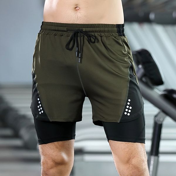 

running shorts men sports quick drying training exercise jogging marathon shorts with longer liner, Black;blue