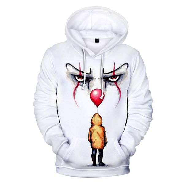 

новый белый it chapter 2 hoddie 3d tie dyeing joker мужчины / женщины толстовки кофты sudadera hombre con capucha круглые топы повседневные, Black