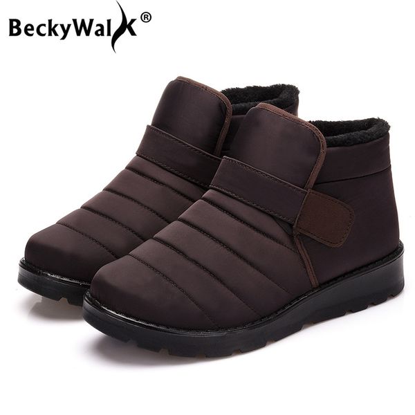 

plush women boots waterproof winter warm fur ankle boots couple plush snow shoes woman flat botas mujer zapatos men boot wsh3140, Black
